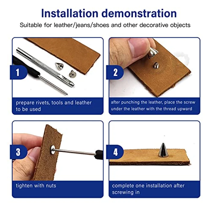 200 Sets 9.5mm Cone Spikes Metal Tree Spikes Screwback Studs for DIY Leathercraft Decoration Punk Rock Style Clothing Accessories (Gun Metal) by imsiboc - Image 6