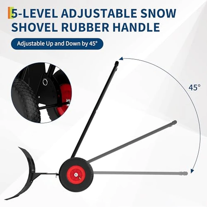 GarveeTech Large 30" W x 18" H Heavy Duty Snow Shovel with Wheels, Carbon Steel Blade w/Adjustable Angle & Height Ergonomic Handle for Easy Driveway & Pavement Clearing by GarveeTech - Image 3