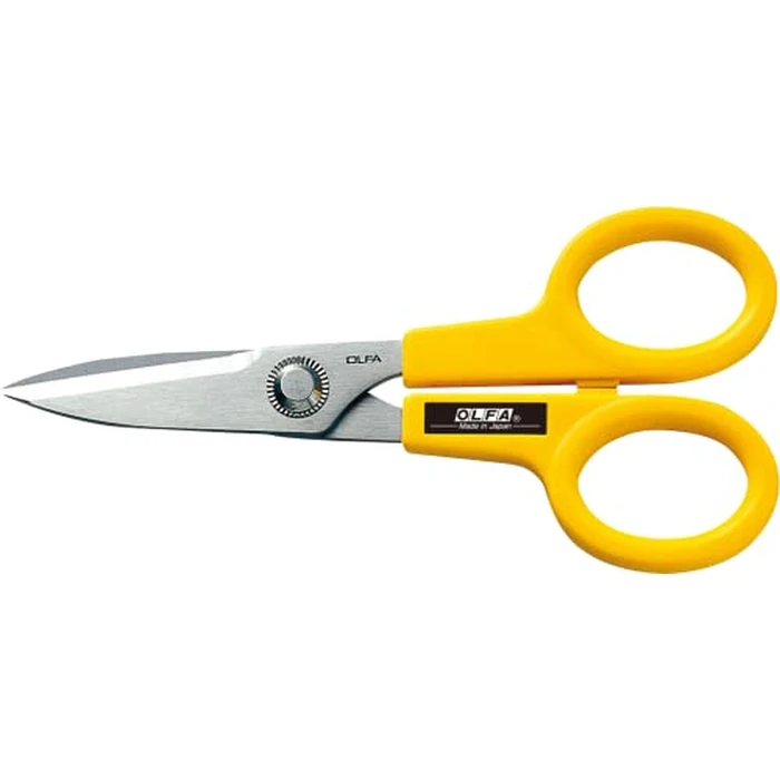 OLFA 5" Serrated Edge Stainless Steel Scissors (SCS-1) - 5 Inch Multi-Purpose Heavy Duty Scissors w/Sharp Blades & Comfort Grip for Home, Office, Fabric, Sewing, Kitchen, Industrial Materials by Olfa - Used - Acceptable condition