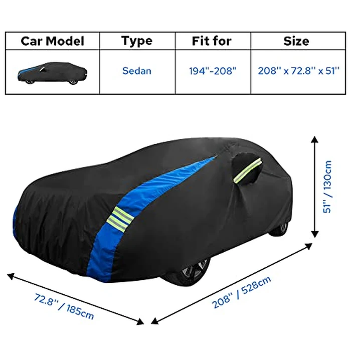 Avecrew Car Cover Waterproof All Weather for Automobiles, Outdoor Heavy Duty Full Exterior Covers for Sedan(194"-208") by Avecrew - Image 2