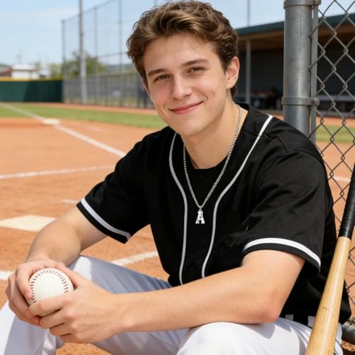 AIAINAGI Baseball Initial A-Z Letter Necklace for Men Baseball Charm Pendant Stainless Steel Silver Chain 22inch Personalized Gift for Men（F by AIAINAGI - Image 3