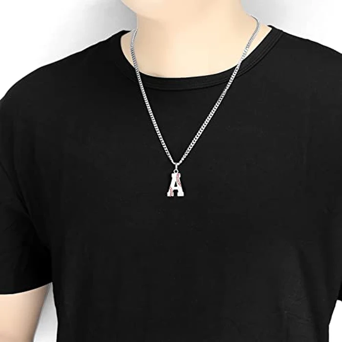 AIAINAGI Baseball Initial A-Z Letter Necklace for Men Baseball Charm Pendant Stainless Steel Silver Chain 22inch Personalized Gift for Men（F by AIAINAGI - Image 5
