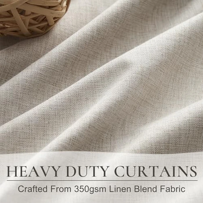 Blackout Curtains 70 Inches Extra Wide Natural Linen Curtains 84 Inch Length for Living Room, Pleated Farmhouse Bedroom Thermal Drapes for Winter Thick Window Energy Efficient 70"W x 84"L 2 Panels by QJmydeco - Image 3