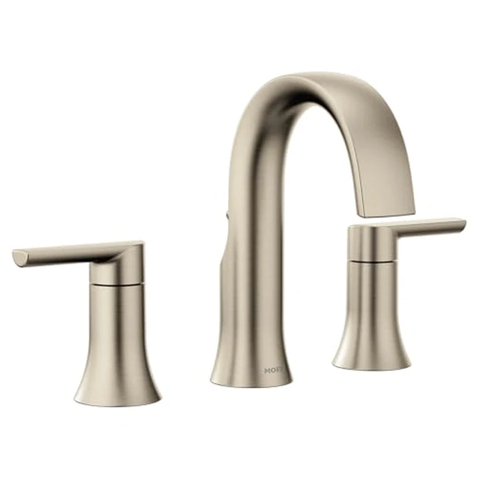 Moen Doux Brushed Nickel Two-Handle Adjustable Widespread Modern Bathroom Faucet Trim Kit, Valve Included, TVS6925BN by Moen - Image 1
