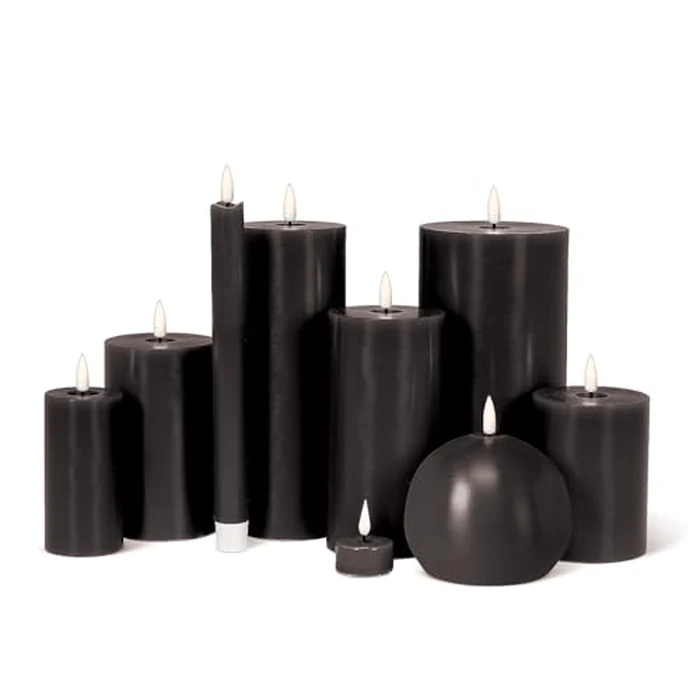 Abbott Collection Luxlite LED Flameless Wax Pillar Candle - Black (4" D) by Abbott Collection - Image 2