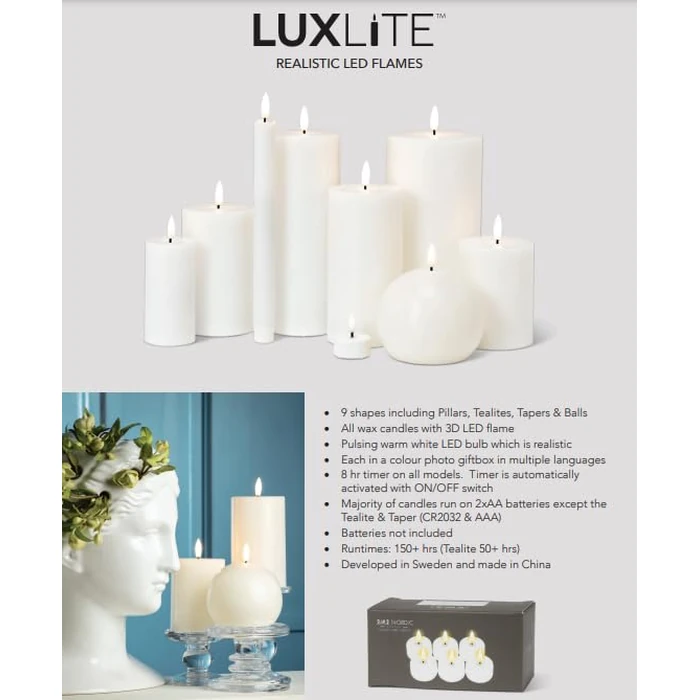 Abbott Collection Luxlite LED Flameless Wax Pillar Candle - Black (4" D) by Abbott Collection - Image 3