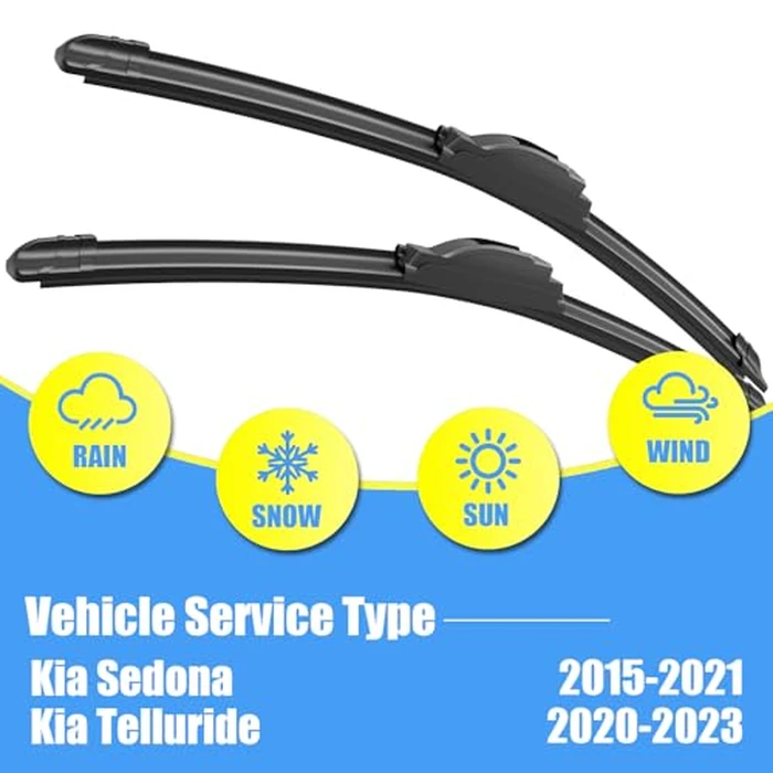 Gavimnal(R) 26"+18"+12" Silicone Wiper Blades Replacement For Kia Sedona 2015-2021 Telluride 2020-2023,All-Season Front Rear Windshield Wiper Blades(Set of 3) by Gavimnal - Image 2