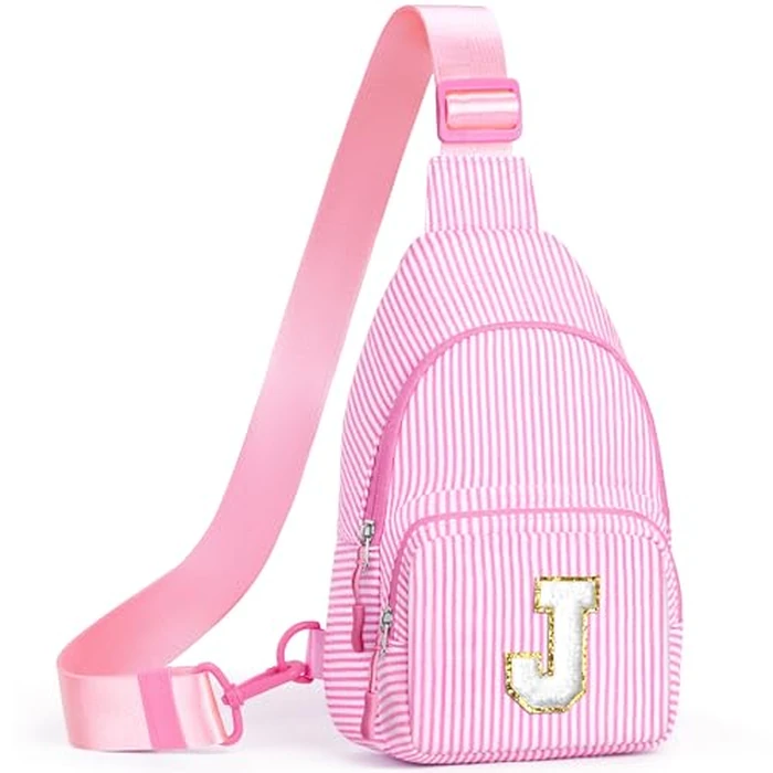 YOOLIFE Birthday Gifts for Teen Girls Kids Sling Bag Initial Crossbody Bag for Women Girls Teen Girl Initial Monogram Fanny Packs Birthday Gifts for 8 9 10 11 12 13 14 Year Old Girl Kids Pink J by YOOLIFE - Used - Like New condition