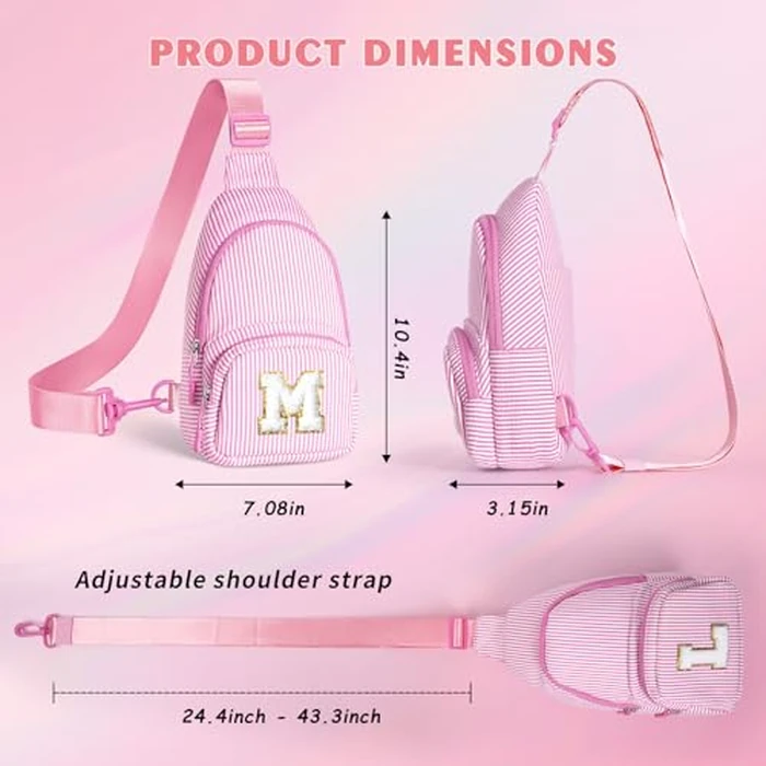YOOLIFE Birthday Gifts for Teen Girls Kids Sling Bag Initial Crossbody Bag for Women Girls Teen Girl Initial Monogram Fanny Packs Birthday Gifts for 8 9 10 11 12 13 14 Year Old Girl Kids Pink J by YOOLIFE - Image 3