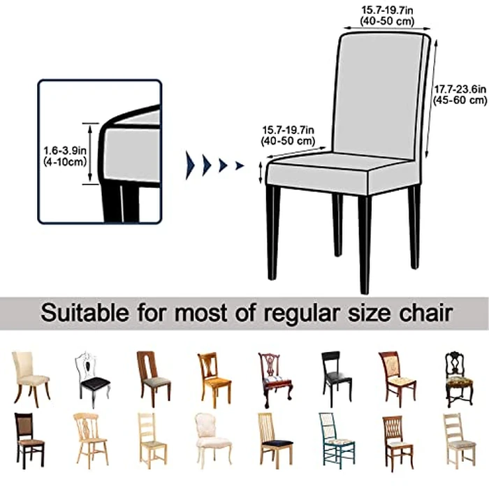 Keyroal Dining Room Chair Covers Set of 8, Stretch Solid Color Parsons Chair Slipcovers Spandex Removable Washable Kitchen Chair Protector Cover for Dining Room, Hotel, Ceremony(Light Grey) by Keyroal - Image 5