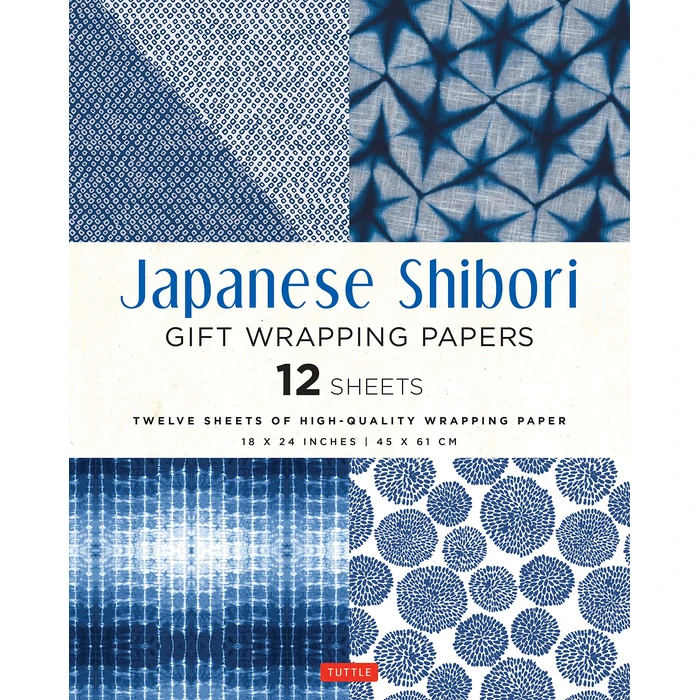 Japanese Shibori Gift Wrapping Papers - 12 Sheets: 18 x 24 inch (45 x 61 cm) Wrapping Paper by Tuttle Publishing - Used - Like New condition - CA$9.98