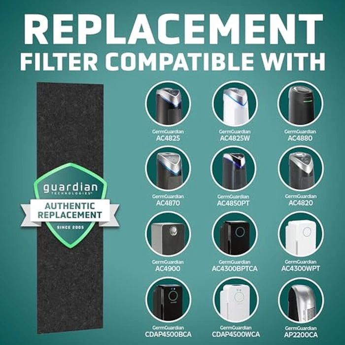 GermGuardian Air Purifier GENUINE Carbon Filter Pack for use with FLT4825 Filter B for AC300/AC800/900 Series Germ Guardian Air Purifiers, Black, 4 Count by germguardian - Image 3
