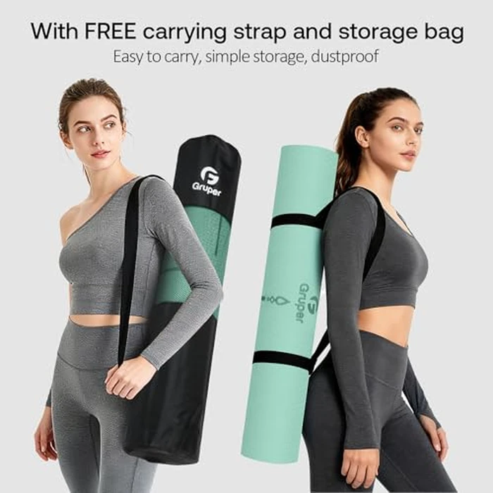 Yoga Mat Non Slip TPE Thick Yoga Mat with Alignment Mark, Large Size 72"L x 32"W x 0.32"Th or 0.24"Th, Anti-Tear Exercise & Fitness Mat for Yoga, Pilates & Floor Workouts (Green Black, Thickness-8mm) by Gruper - Image 6