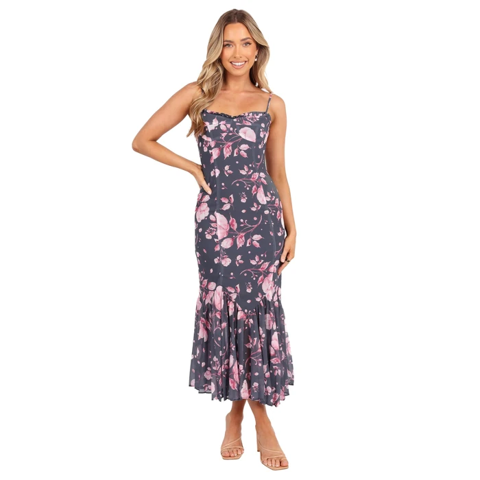 Petal & Pup Ashton Midi Dress - Steel Gray Floral S by Petal & Pup - Used - Like New condition - US$49.50