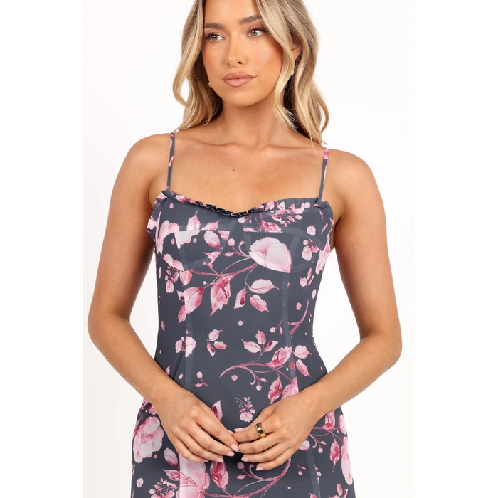 Petal & Pup Ashton Midi Dress - Steel Gray Floral S by Petal & Pup - Image 2