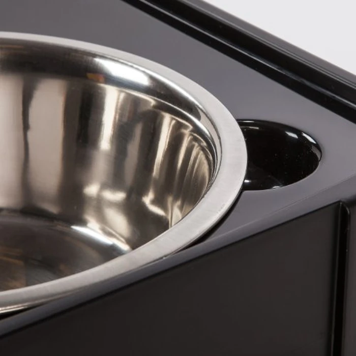 IRIS USA Dog Bowls Elevated with Storage, 15" H Raised Feeding Station, Dog Bowl Stand with Airtight Food Storage Holds 47 lbs, 2 Removable 64 oz Stainless Steel Bowls for Large Dogs, Smoke/Black by IRIS USA - Image 7