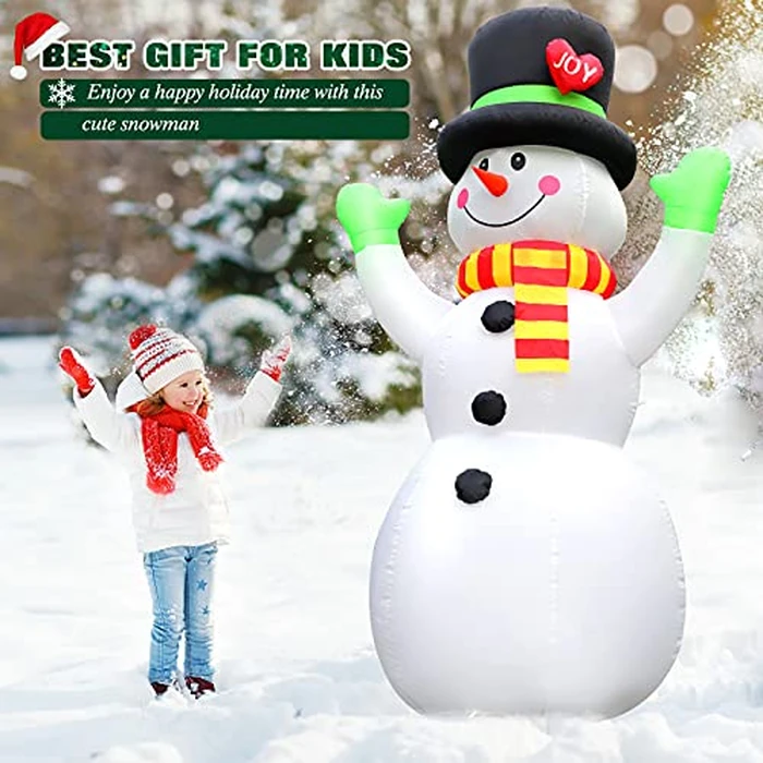 FunFanso 7 FT Christmas Inflatables Snowman Outdoor Decorations, Giant Blow up Snow Man Yard Decor Built-in Bright LED Light Wear Magic Hat, Weatherproof Holiday for Garden Patio Lawn Party Xmas Gifts by FunFanso - Image 3