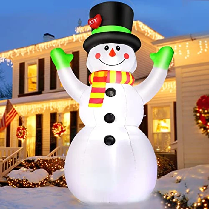 FunFanso 7 FT Christmas Inflatables Snowman Outdoor Decorations, Giant Blow up Snow Man Yard Decor Built-in Bright LED Light Wear Magic Hat, Weatherproof Holiday for Garden Patio Lawn Party Xmas Gifts by FunFanso - Used - Very Good condition - US$17.98