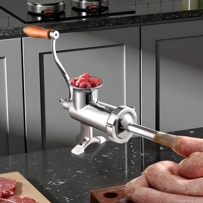 VEVOR Meat Grinders, All Parts Stainless Steel, Hand Operated Meat Grinding Machine with Tabletop Clamp, 2 Grinding Plates & Sausage Stuffer, Ideal for Home Kitchen Restaurant Butcher’s Shop by VEVOR - Image 3