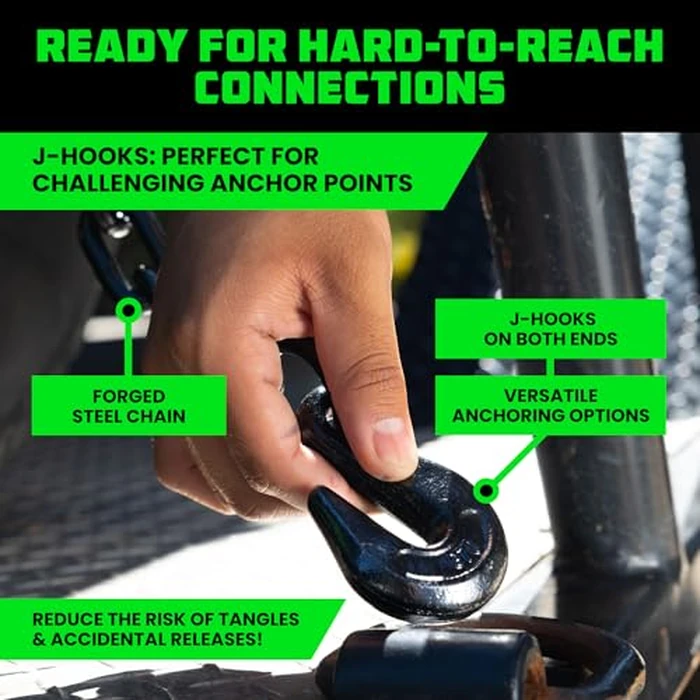 Rhino USA Car Tie Down Straps with J Hooks - 4 Pack 2" x8' - 10,000lbs Break Strength - Heavy Duty T-Handle Car Hauler Tire Lasso Wheel Straps for Trailers, UTV & Powersports - Black by Rhino USA - Image 3