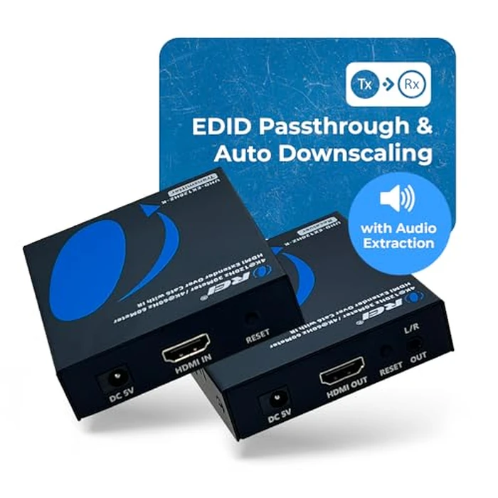 OREI 4K @ 120hz HDMI Over Ethernet Extender Balun - UltraHD 4:4:4 Over Single CAT6/7 Cable with HDR, & IR Control, RS-232 - Up to 100 Ft with CAT6/7 Audio L/R Out (UHD-EX120HZ-K) by OREI - Image 5