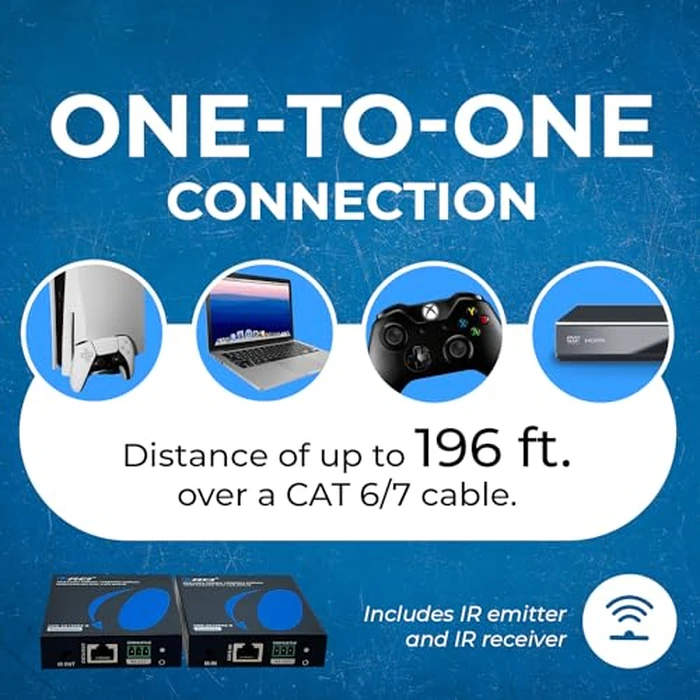 OREI 4K @ 120hz HDMI Over Ethernet Extender Balun - UltraHD 4:4:4 Over Single CAT6/7 Cable with HDR, & IR Control, RS-232 - Up to 100 Ft with CAT6/7 Audio L/R Out (UHD-EX120HZ-K) by OREI - Image 7