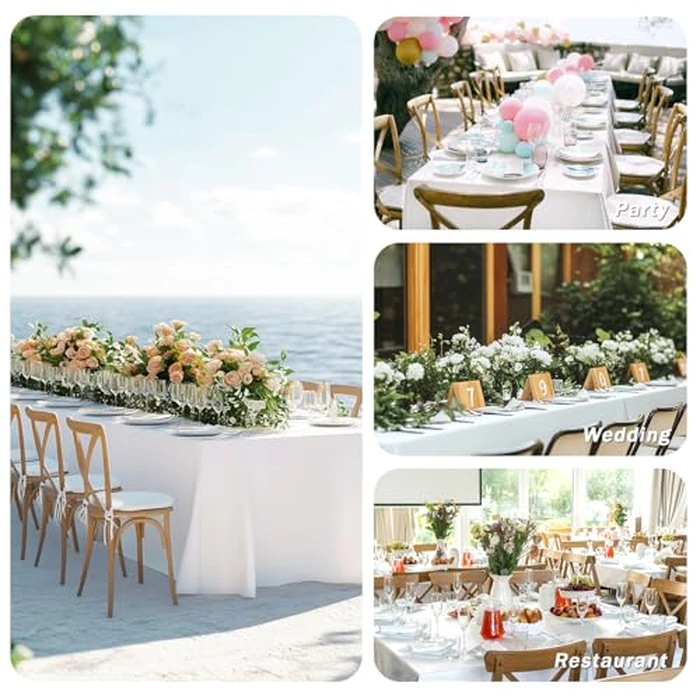 Fixwal 90x156 White Table Cloth Rectangle, 6 Pack Table Cloth for 8 Ft Rectangle Tables, Polyester Fabric Washable Table Cover by Fixwal - Image 6