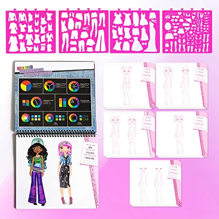 Fashion Angels I Love Fashion Sketch Portfolio, Includes Sketch Pad with Stencils & Stickers, Fashion Design Sketch Book for Girls, Ideal Drawing Kit for Kids by Fashion Angels - Image 2