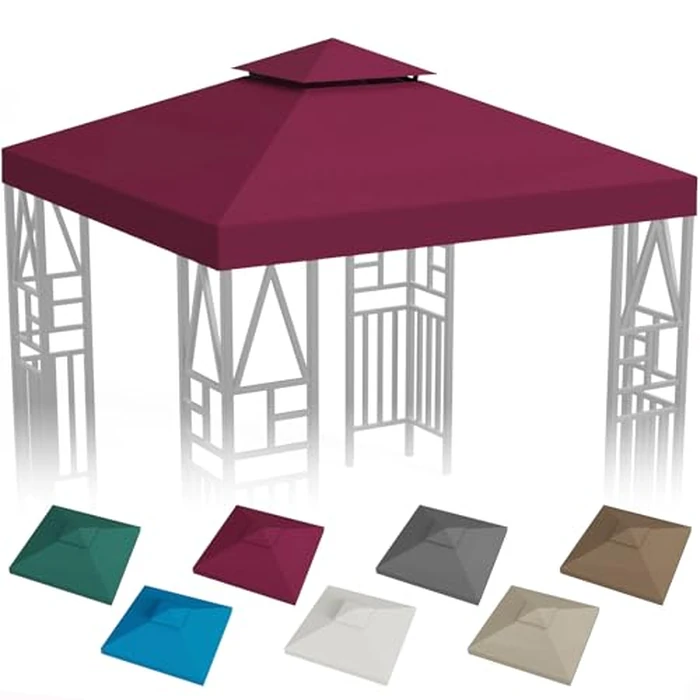 Gazebo Canopy Replacement 118"x118" Outdoor Canopy Shelter for Smaller 10x10ft Top Double Tiered Canopy Cover, WineRed by ERFEI - Used - Like New condition - CA$49.50