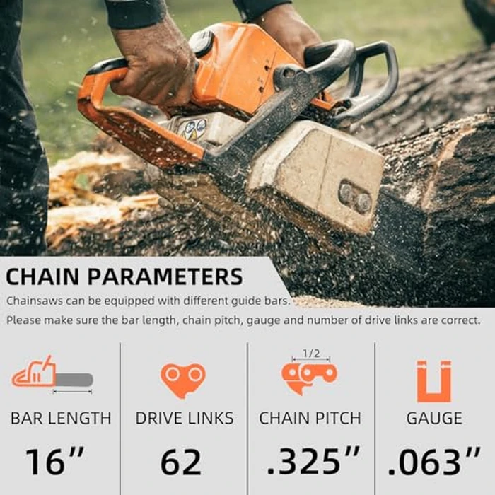 4 Pack 16 Inch Chainsaw Chain Fit Stihl .325" Pitch .063" Gauge 62 Drive Links, Replacement Chains Fit STIHL 025 MS250 MS251 MS230 MS241 and More, 26RM3 62, L62 by Fifchall - Image 2