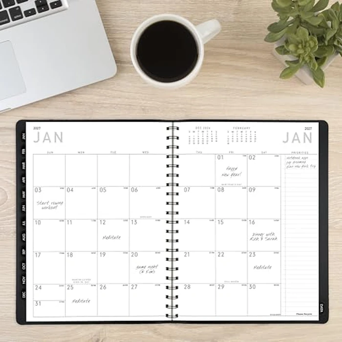 AT-A-GLANCE 2026 Appointment Book Planner, Weekly & Monthly, 8.25" x 11", Large, Half-Hourly, Contemporary, Black (70950X0526) by AT-A-GLANCE - Image 3