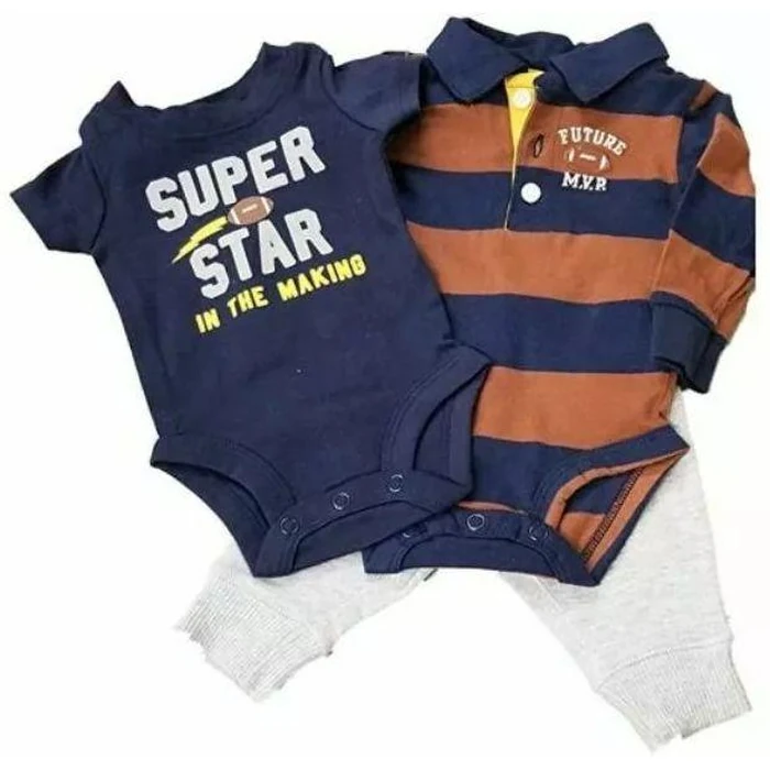 Carter's 3 Piece Set (6 Months) - Brown/Navy Stripe by Carter's - Refurbished - Brand New condition