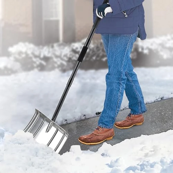 Snow Shovel for Driveway, 53/66 inches Aluminum Snow Pusher Shovel Heavy Duty Metal Snow Shovels for Car Home Garage Garden by FactionGarden - Image 1
