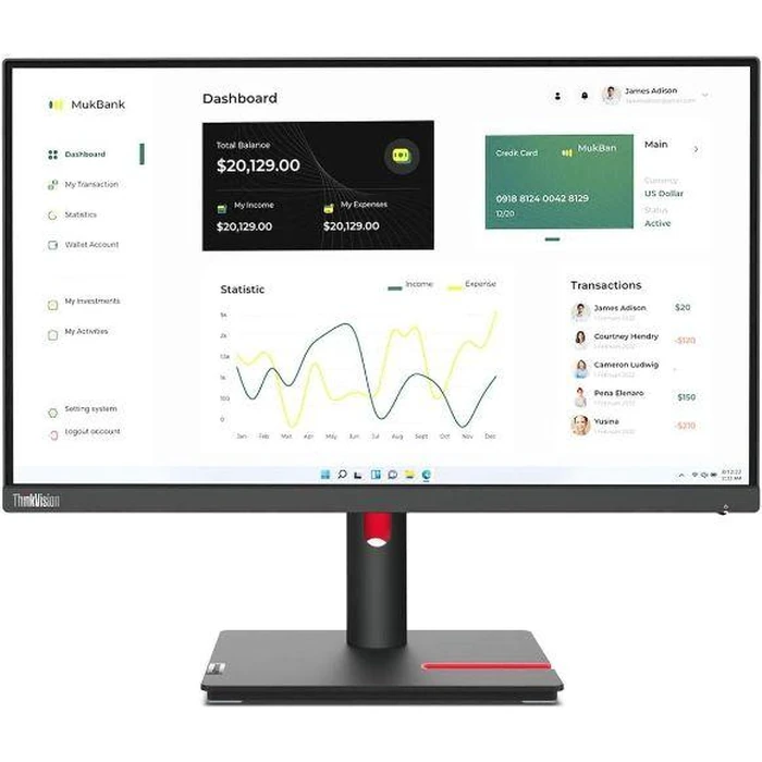 Lenovo ThinkVision P24h-30 Monitor 23.8" - Raven Black - 23.8 Inch by Lenovo - Image 1