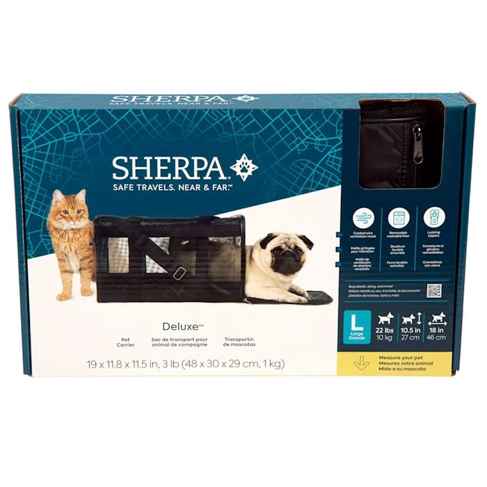 Sherpa Deluxe Airline Approved Soft Sided Dog & Cat Carrier, Black, Large by Sherpa - Image 2