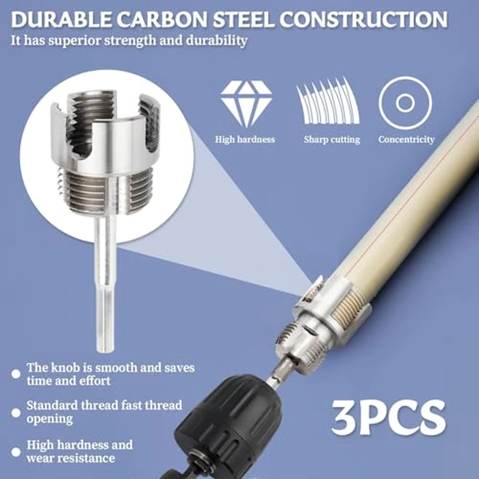 3Pcs Integrated Internal & External Pipe Threading Tool, Bestgle Dual-Function Pipe Thread Cutting Tool for 1/2" & 3/4"& 1" PVC/Plastic Pipes, Electric Drill Compatible Pipe Threader Kit by Bestgle - Image 6