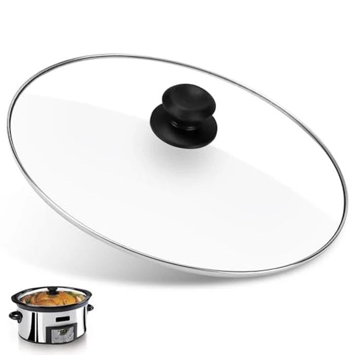 Oval 8 Quart Slow Cooker Glass Lid Fit for Crock Pot 8 Q Slow Cooker and Fit for Hamilton Beach 8q Glass Pot Lid, Slow Cooker Pot Lid Replacement Part, 1 Pack by Dairrr Fuuu - Image 1