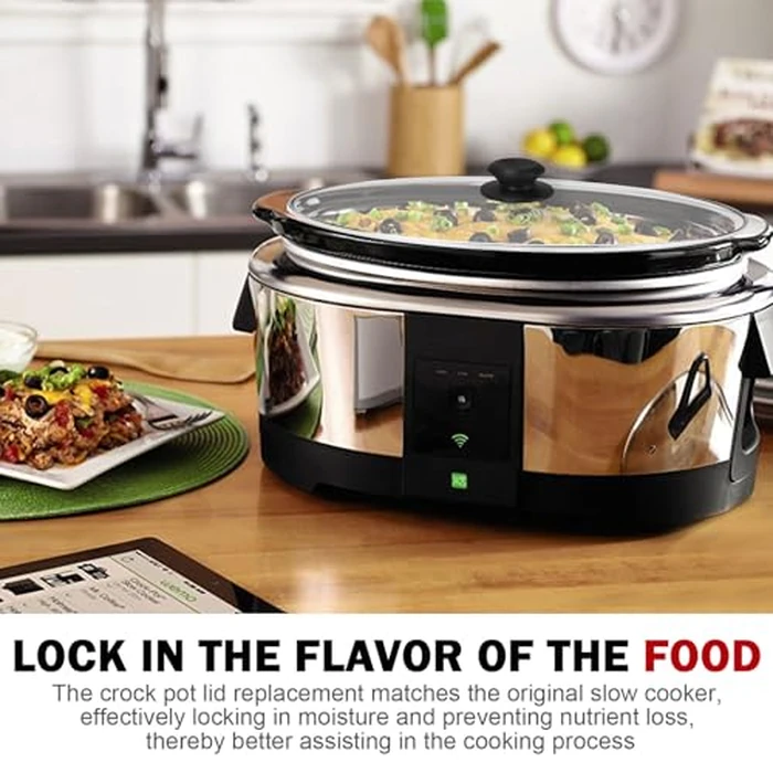 Oval 8 Quart Slow Cooker Glass Lid Fit for Crock Pot 8 Q Slow Cooker and Fit for Hamilton Beach 8q Glass Pot Lid, Slow Cooker Pot Lid Replacement Part, 1 Pack by Dairrr Fuuu - Image 7