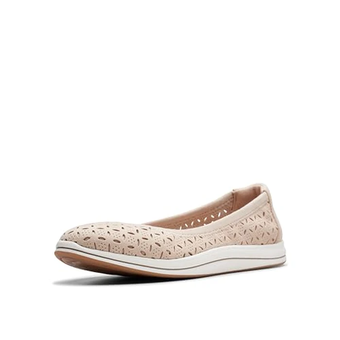 Clarks CloudSteppers Women's Breeze Roam Ballet Flat, Light Sand Textile, 11 Medium US by Clarks - Image 1