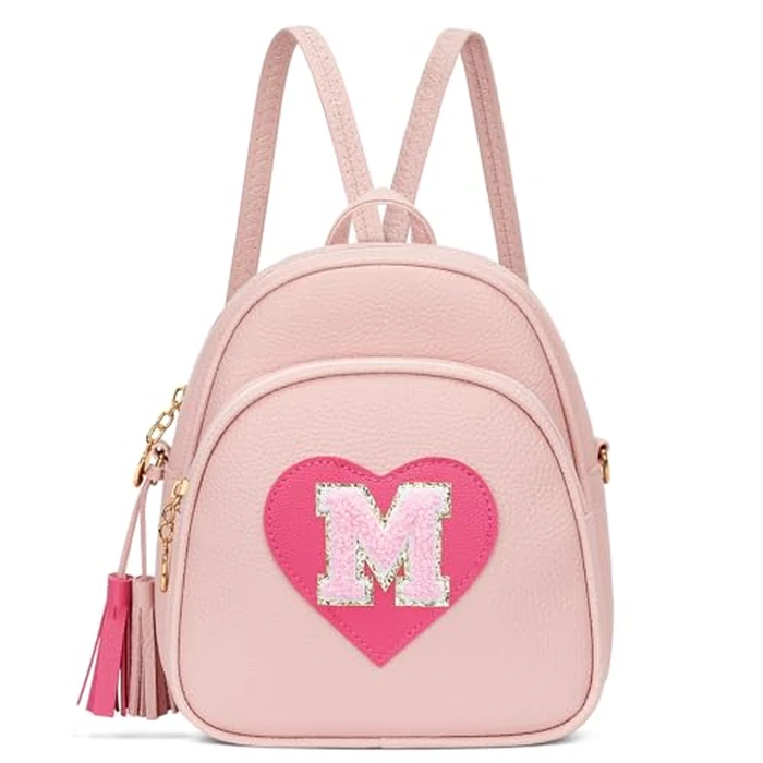 CLOUDWINGS Easter Gifts for Kids Gifts for Girls Little Girl Initial Mini Heart Backpack Purse Crossbody Bag with Tassel，Pink-M by CLOUDWINGS - Used - Like New condition