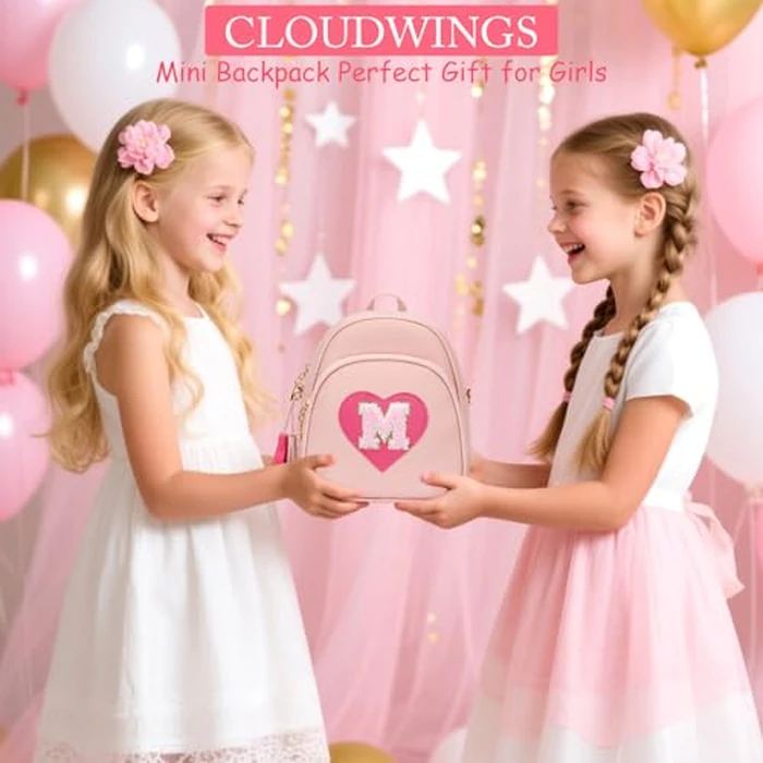 CLOUDWINGS Easter Gifts for Kids Gifts for Girls Little Girl Initial Mini Heart Backpack Purse Crossbody Bag with Tassel，Pink-M by CLOUDWINGS - Image 2