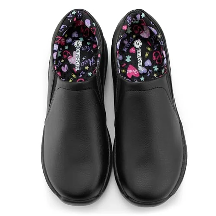 Hawkwell Women's Slip On Lightweight Slip Resistant Comfort Nursing Shoes,Black Heart Synthetic,9 M US by Hawkwell - Image 1