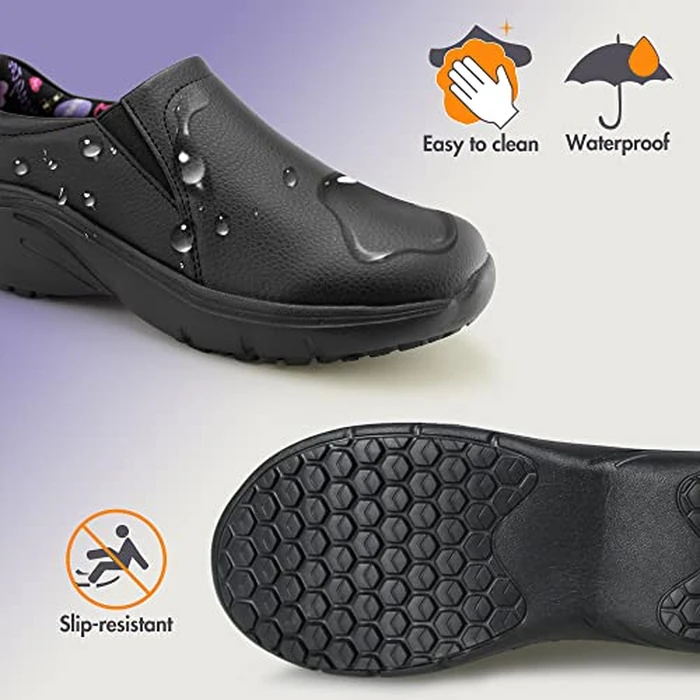 Hawkwell Women's Slip On Lightweight Slip Resistant Comfort Nursing Shoes,Black Heart Synthetic,9 M US by Hawkwell - Image 3