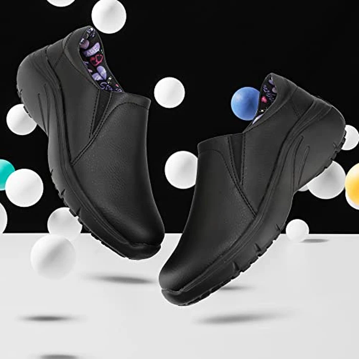 Hawkwell Women's Slip On Lightweight Slip Resistant Comfort Nursing Shoes,Black Heart Synthetic,9 M US by Hawkwell - Image 4