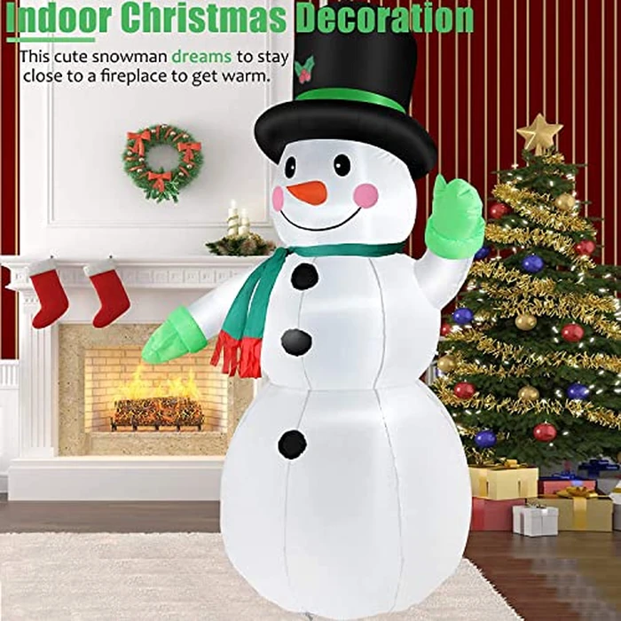 7 FT Christmas Inflatables Snowman Outdoor Yard Decorations, Christmas Blow up Snow Man with LED Lights & Black Hat, Winter Outside Decor for Holiday Party Patio Garden Lawn, Xmas New Year Kids Gifts by Thanger - Image 3