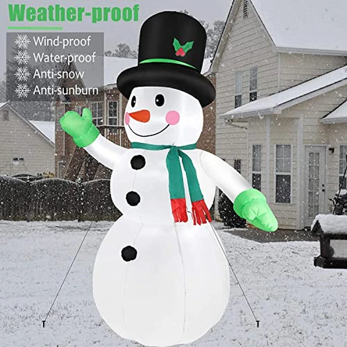7 FT Christmas Inflatables Snowman Outdoor Yard Decorations, Christmas Blow up Snow Man with LED Lights & Black Hat, Winter Outside Decor for Holiday Party Patio Garden Lawn, Xmas New Year Kids Gifts by Thanger - Image 4