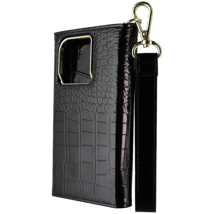 Elizabeth James Wristlet Folio Phone Case with MagSafe for iPhone 15 Pro - Black Croc by Elizabeth James - Refurbished - Excellent condition - US$11.33