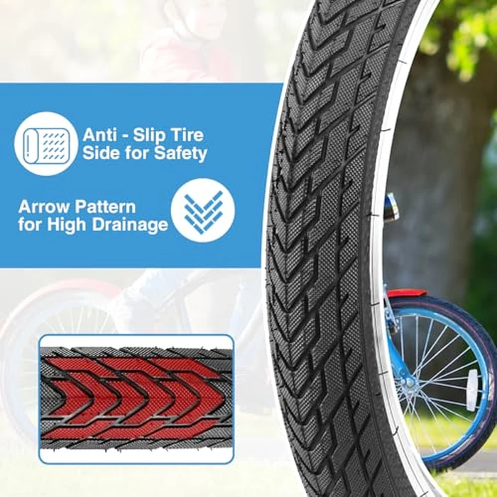 ZUKKA 20 x 2.35 Bike Tire 1/2 Pack 20 inch x 2.35 BMX Bike Tire Folding Replacement Tire for MTB Mountain Bike, BMX Bicycle Commuter Bike (Black, 2 Tires+2 Levers) by ZUKKA - Image 4