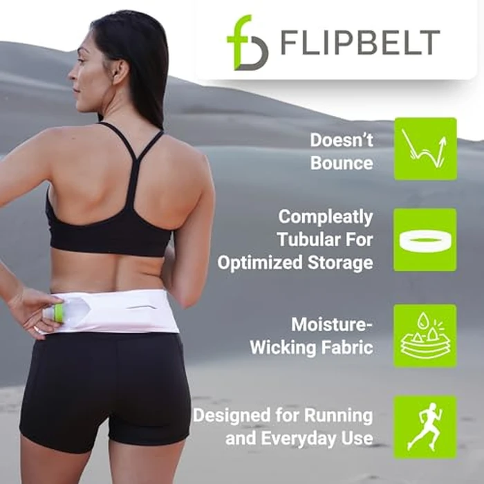 FlipBelt Classic Running Belt for Phone and Small Accessories, Exercise Waist Pouch for Women and Men, L, Reflective Black by FlipBelt - Image 3