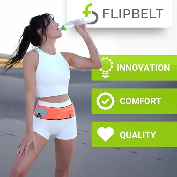 FlipBelt Classic Running Belt for Phone and Small Accessories, Exercise Waist Pouch for Women and Men, L, Reflective Black by FlipBelt - Image 6